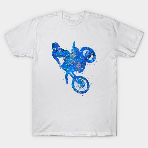 Motocross extreme blue art T-Shirt by Yahya Art